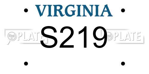 S219 Virginia License Plate