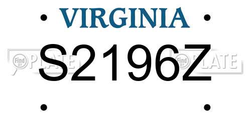 S2196Z Virginia License Plate