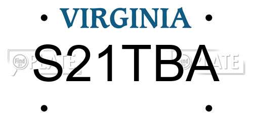 S21TBA Virginia License Plate