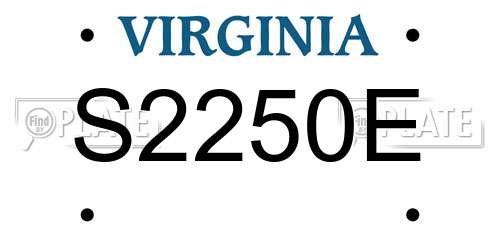 S2250E Virginia License Plate