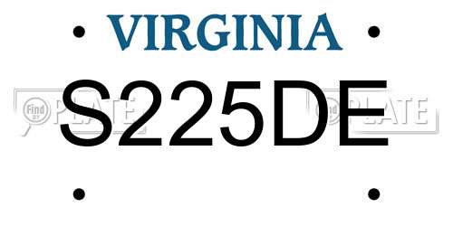 S225DE Virginia License Plate
