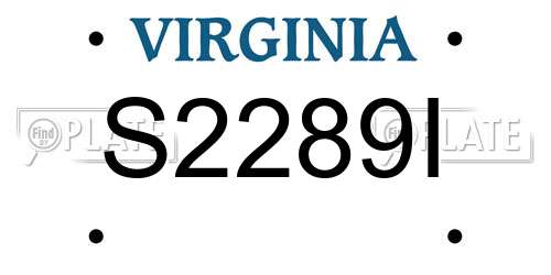 S2289I Virginia License Plate