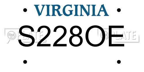 S228OE Virginia License Plate