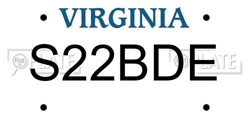 S22BDE Virginia License Plate