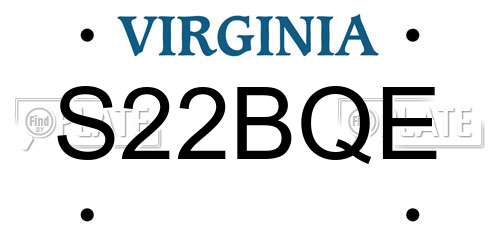 S22BQE Virginia License Plate