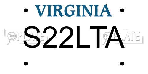 S22LTA Virginia License Plate