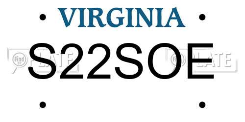 S22SOE Virginia License Plate