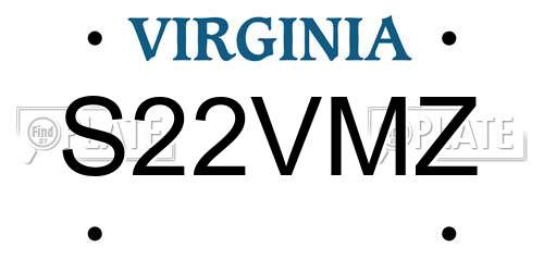 S22VMZ Virginia License Plate