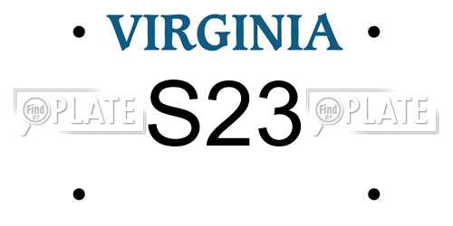 S23 Virginia License Plate