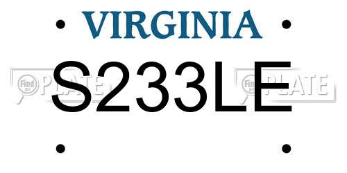 S233LE Virginia License Plate