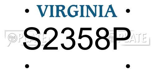 S2358P Virginia License Plate
