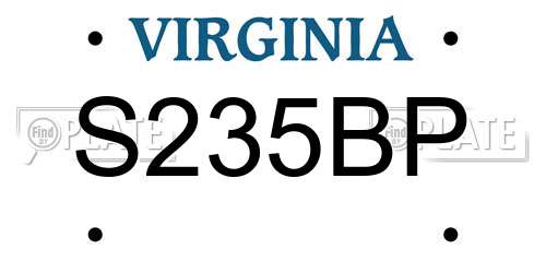 S235BP Virginia License Plate