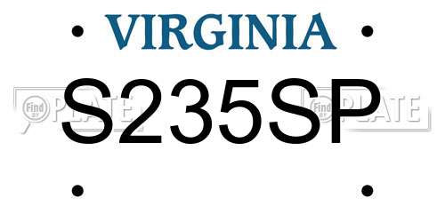 S235SP Virginia License Plate