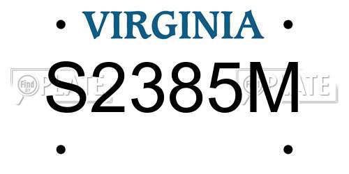 S2385M Virginia License Plate