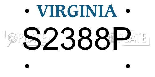 S2388P Virginia License Plate