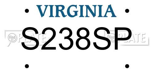 S238SP Virginia License Plate
