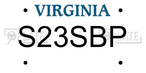 S23SBP Virginia License Plate