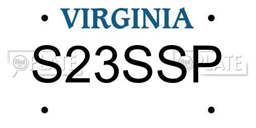 S23SSP Virginia License Plate