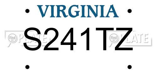 S241TZ Virginia License Plate