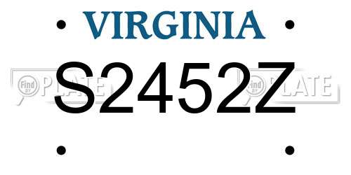 S2452Z Virginia License Plate