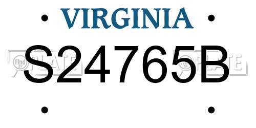 S24765B Virginia License Plate