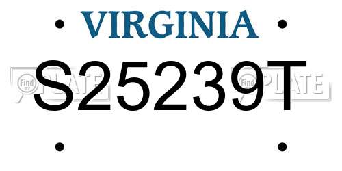 S25239T Virginia License Plate