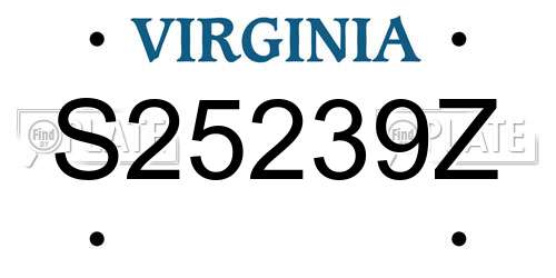 S25239Z Virginia License Plate