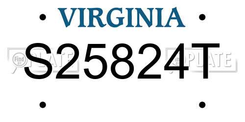 S25824T Virginia License Plate