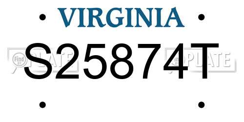 S25874T Virginia License Plate