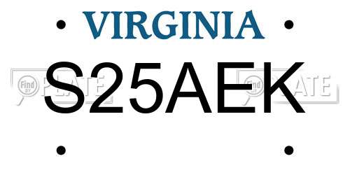 S25AEK Virginia License Plate