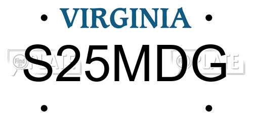S25MDG Virginia License Plate