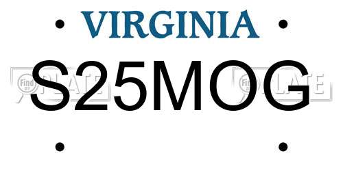 S25MOG Virginia License Plate