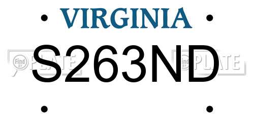 S263ND Virginia License Plate