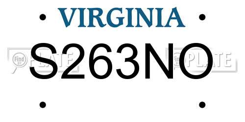 S263NO Virginia License Plate