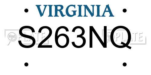 S263NQ Virginia License Plate