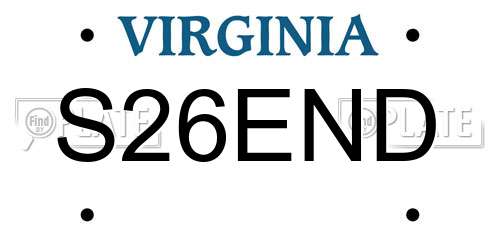 S26END Virginia License Plate