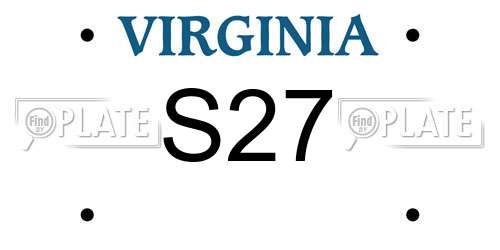 S27 Virginia License Plate
