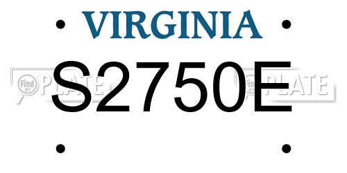 S2750E Virginia License Plate