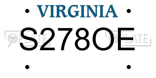 S278OE Virginia License Plate