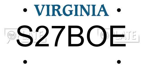 S27BOE Virginia License Plate