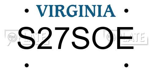 S27SOE Virginia License Plate