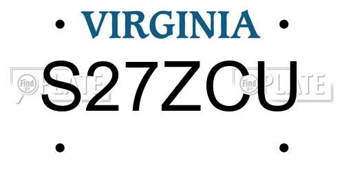 S27ZCU Virginia License Plate