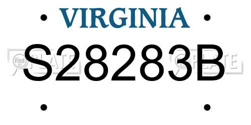 S28283B Virginia License Plate