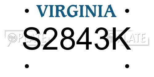 S2843K Virginia License Plate