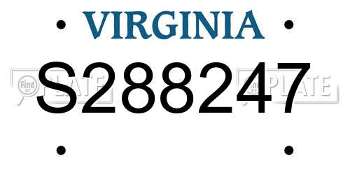S288247 Virginia License Plate