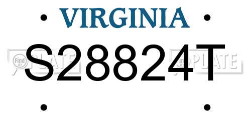 S28824T Virginia License Plate