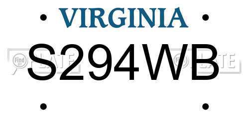 S294WB Virginia License Plate