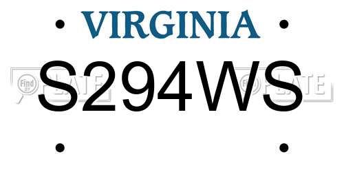 S294WS Virginia License Plate