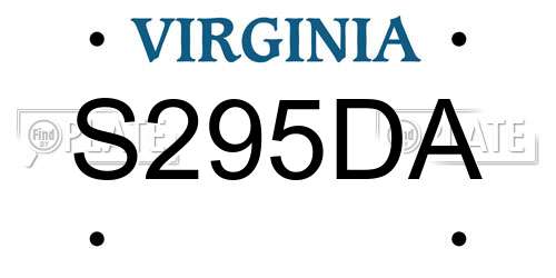 S295DA Virginia License Plate
