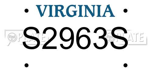 S2963S Virginia License Plate